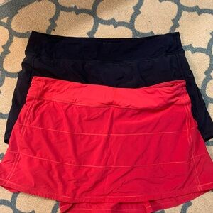 Lululemon tennis skirts - 16 tall - Black and Red